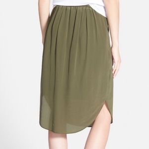Madewell Olive Green High Low Scoop Skirt